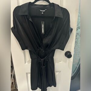 Black silk romper
